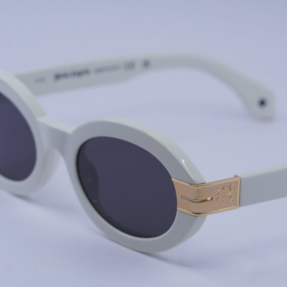 Palm Angels PERI094 HARMONY 0107 Sunglasses White Oval Frame, Grey Lenses main image 4